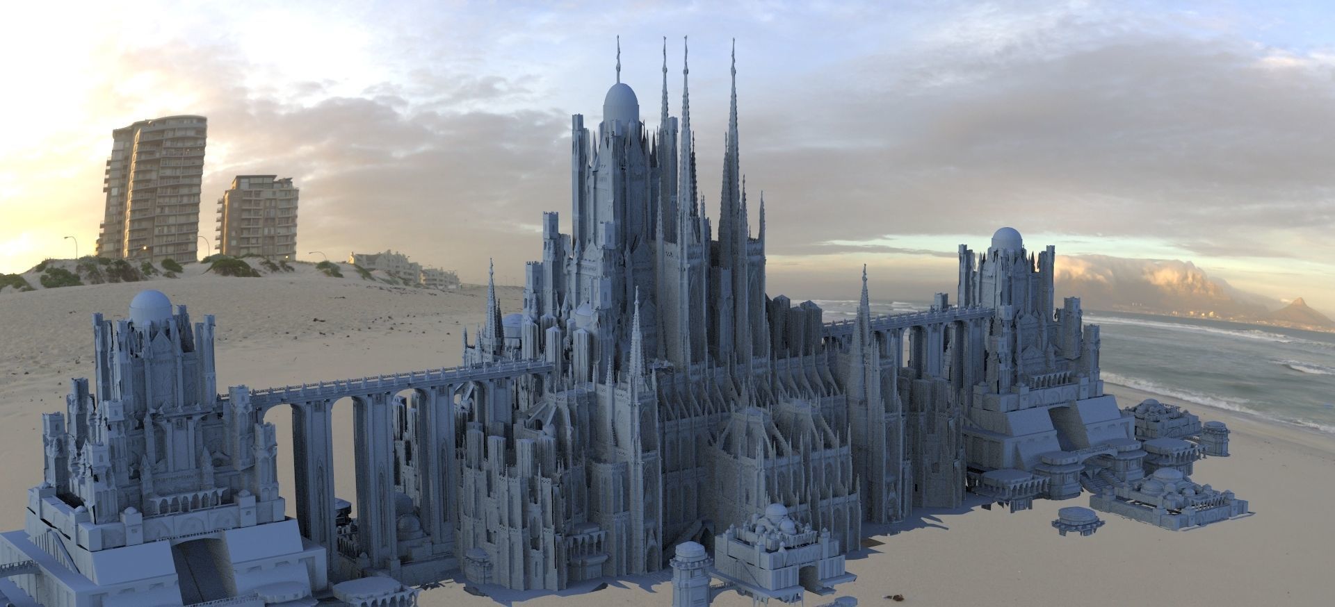 Bloodborne inspired Cathedral City  huge 3D model_2