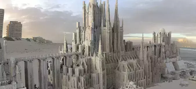 Bloodborne inspired Cathedral City  huge 3D model
