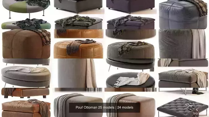 Pouf Ottoman 25 models 3D Model Collection