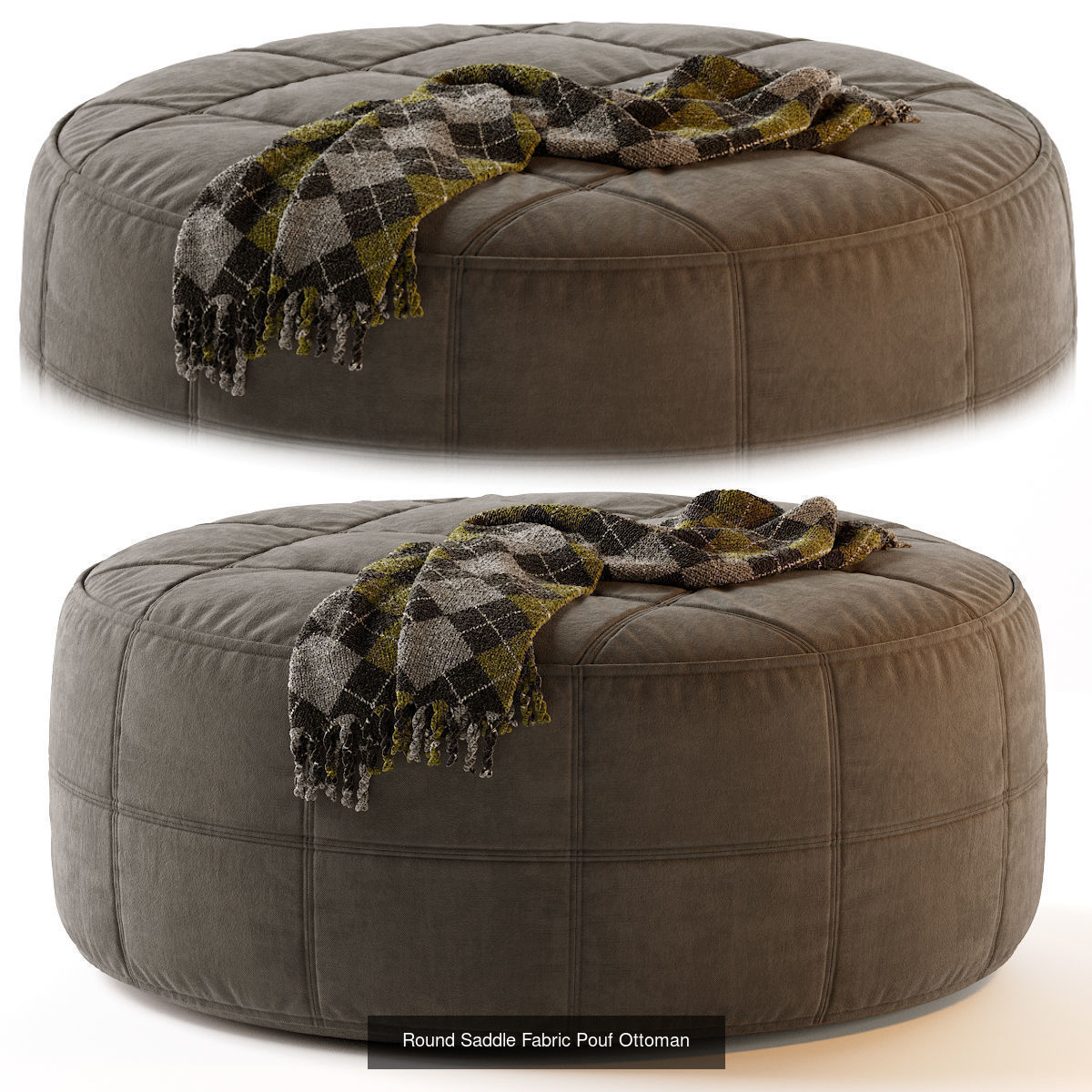 Pouf Ottoman 25 models 3D Model Collection_10