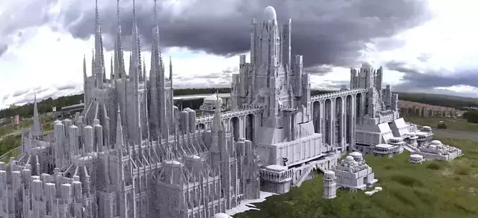 Edwardian fantasy City architecture 3D model