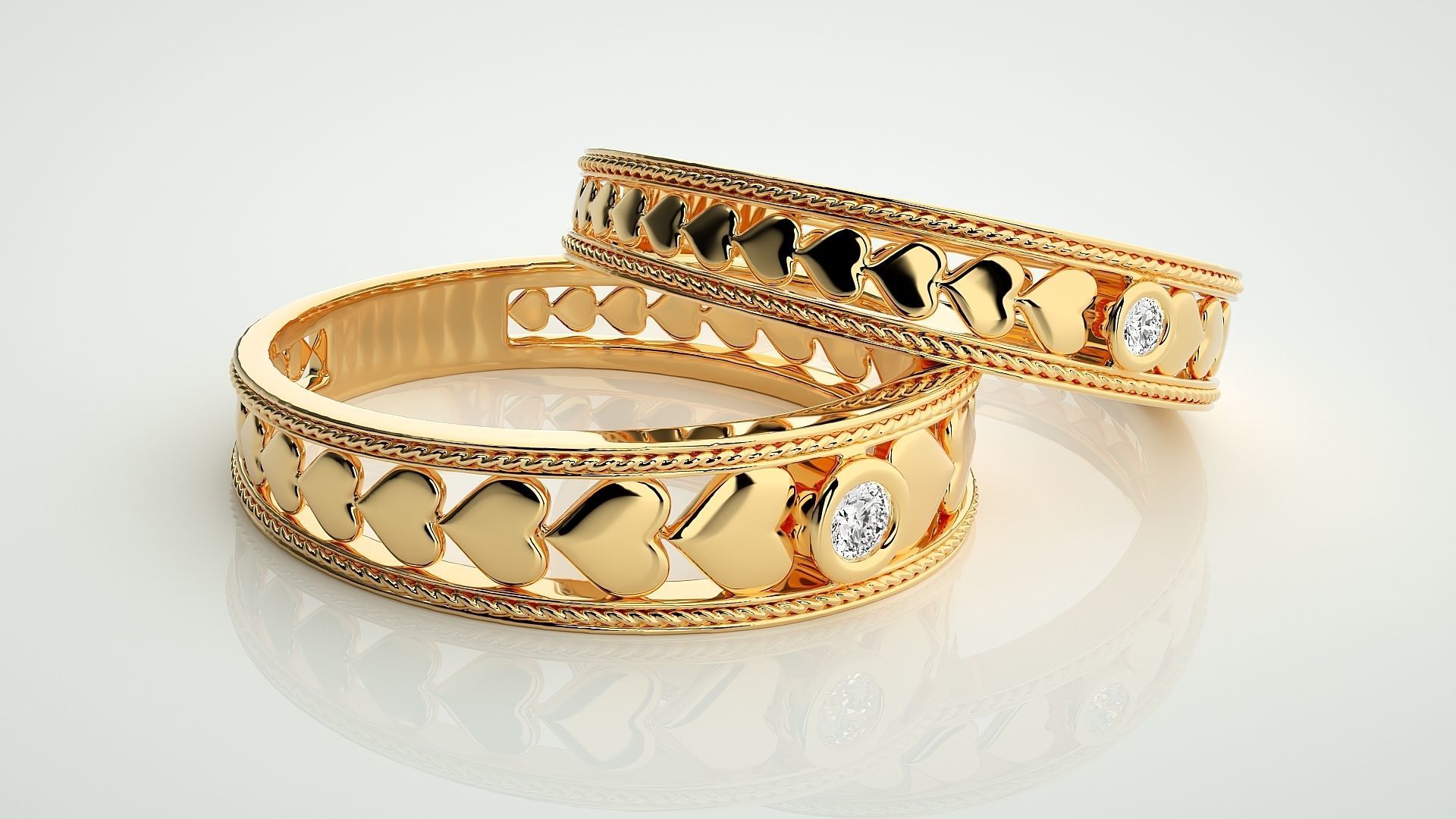 Love Heart Valentine Solitaire Couple Band Ring 3dm stl  3D print model_9