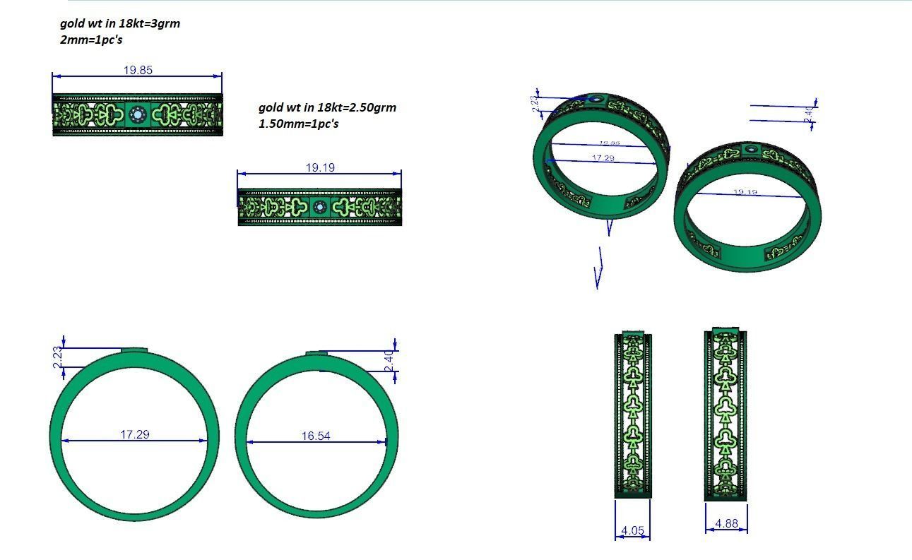 Solitaire Couple Band Ring 3dm stl render detail 3D print model_12