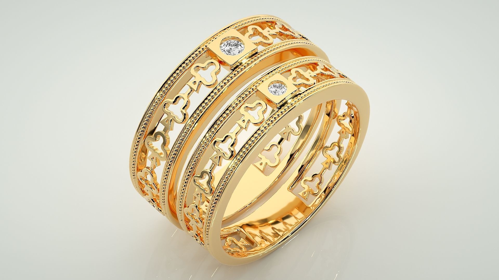Solitaire Couple Band Ring 3dm stl render detail 3D print model_11