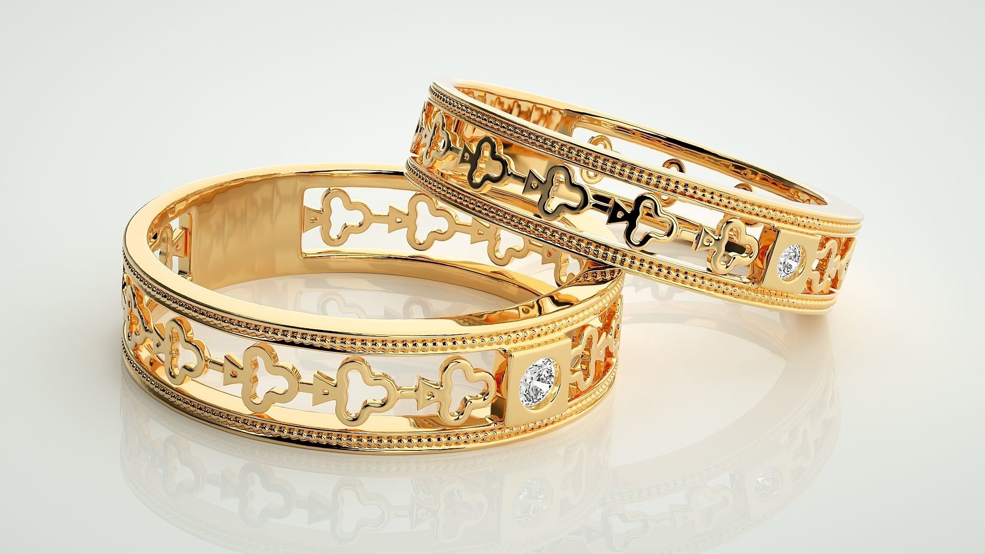 Solitaire Couple Band Ring 3dm stl render detail 3D print model_9