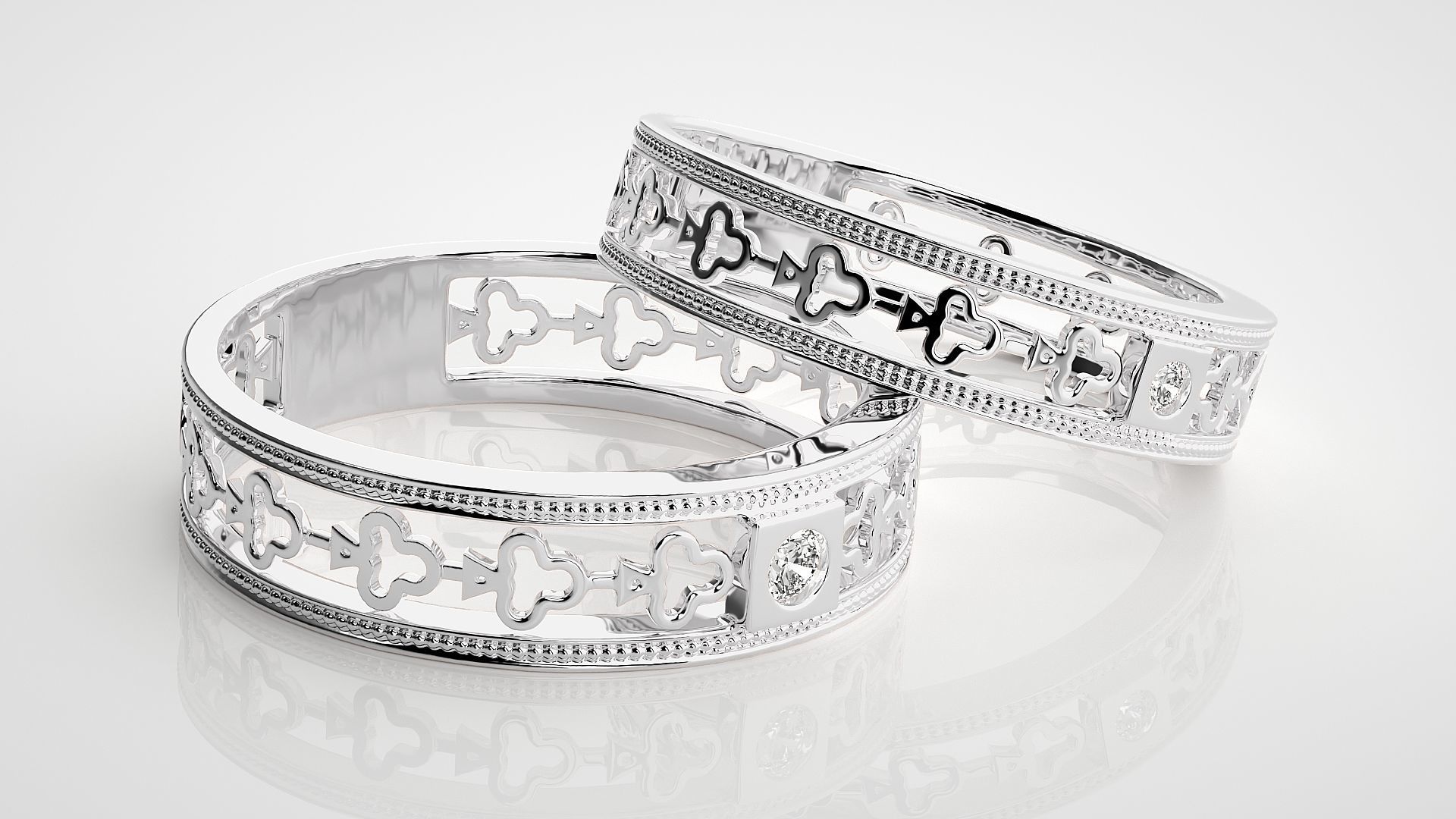 Solitaire Couple Band Ring 3dm stl render detail 3D print model_5