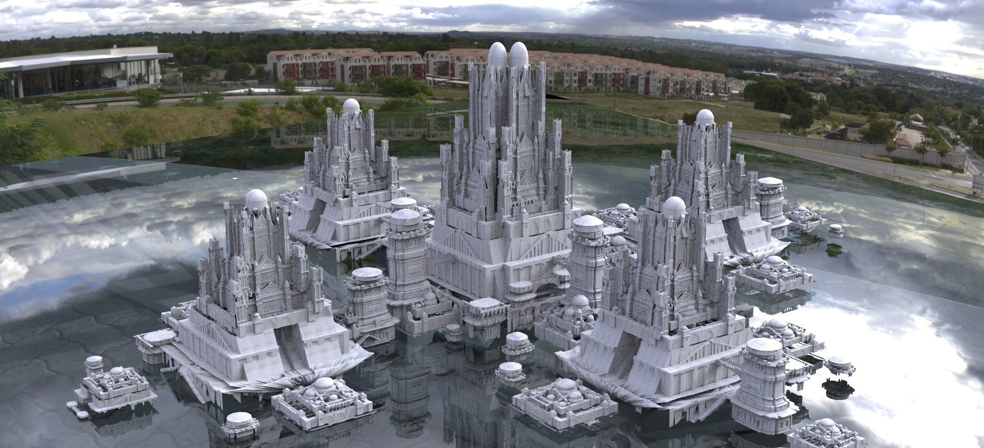 Fantasy Floating City 3D model_1