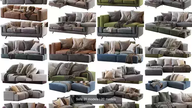 Sofa 20 models 3D Model Collection