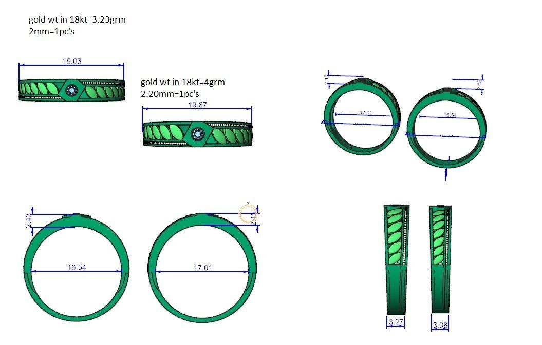 Leaf Solitaire Couple Band Ring 3dm stl render detail 3D print model_12