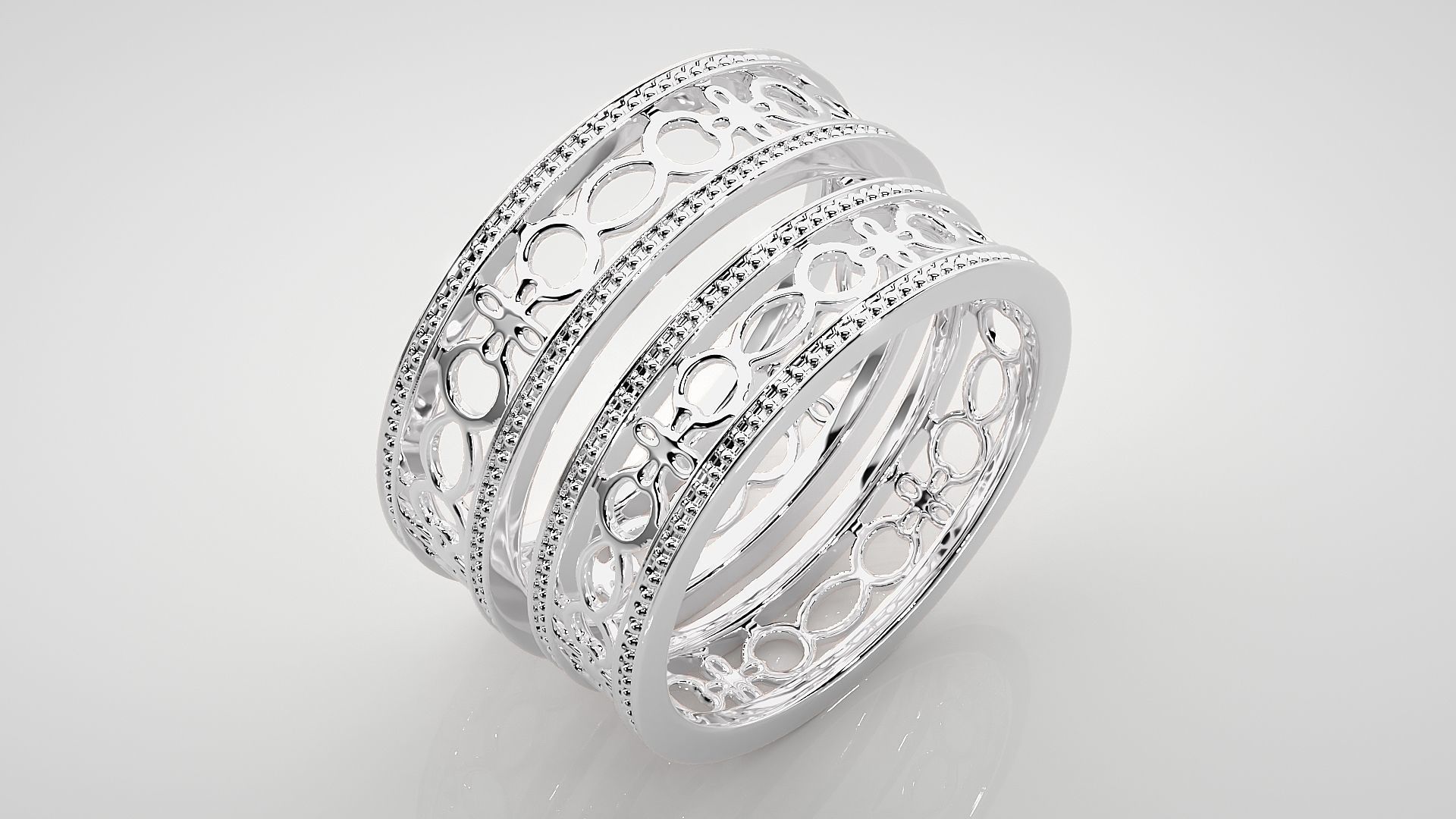 Plain Gold Mesh Couple Band Ring 3dm stl render detail 3D print model_8