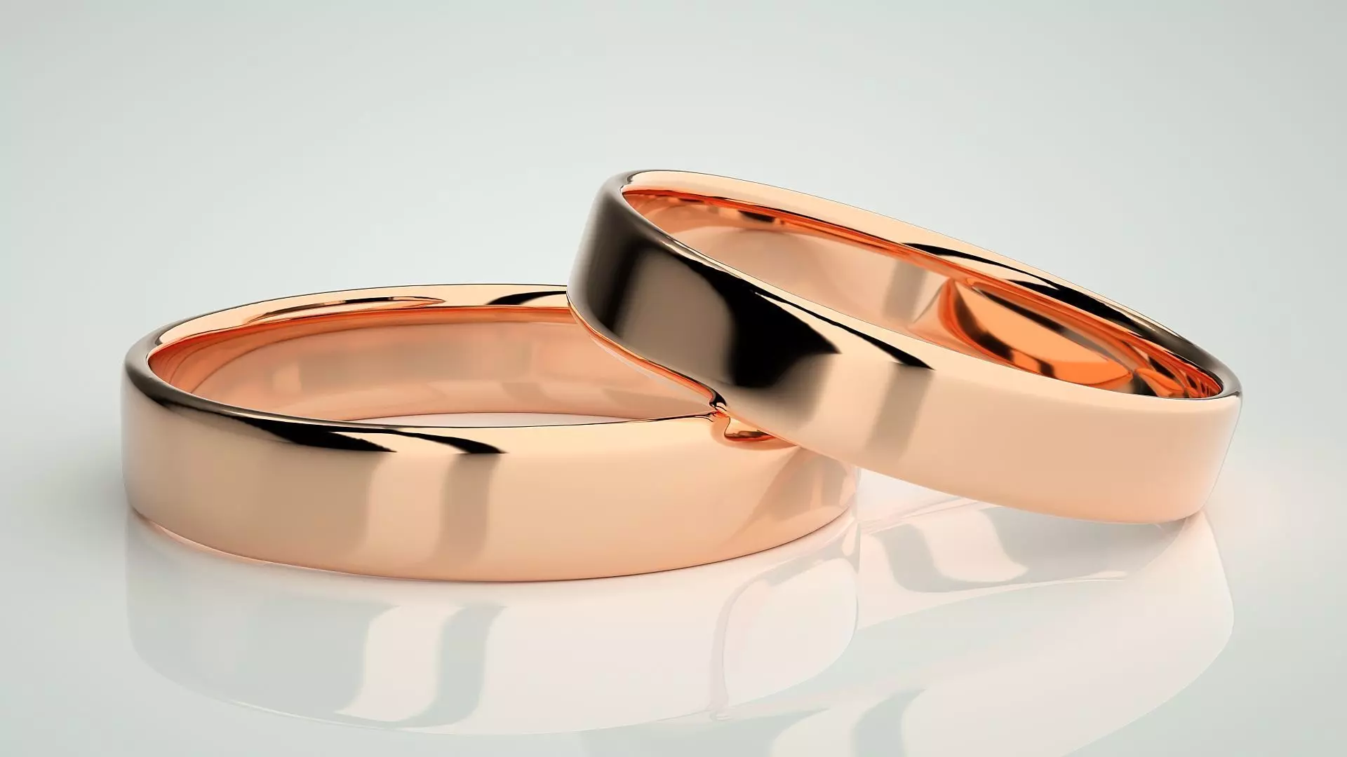 Plain Gold Couple Band Ring 3dm stl render detail 3D print model