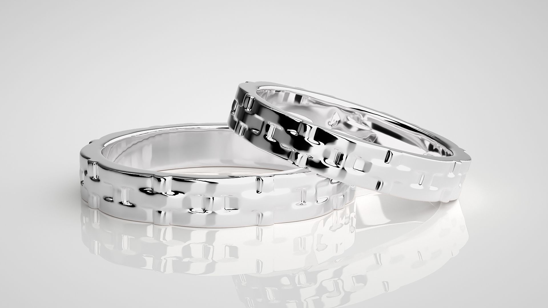 Plain Gold Woven Couple Band Ring 3dm stl render detail 3D print model_4