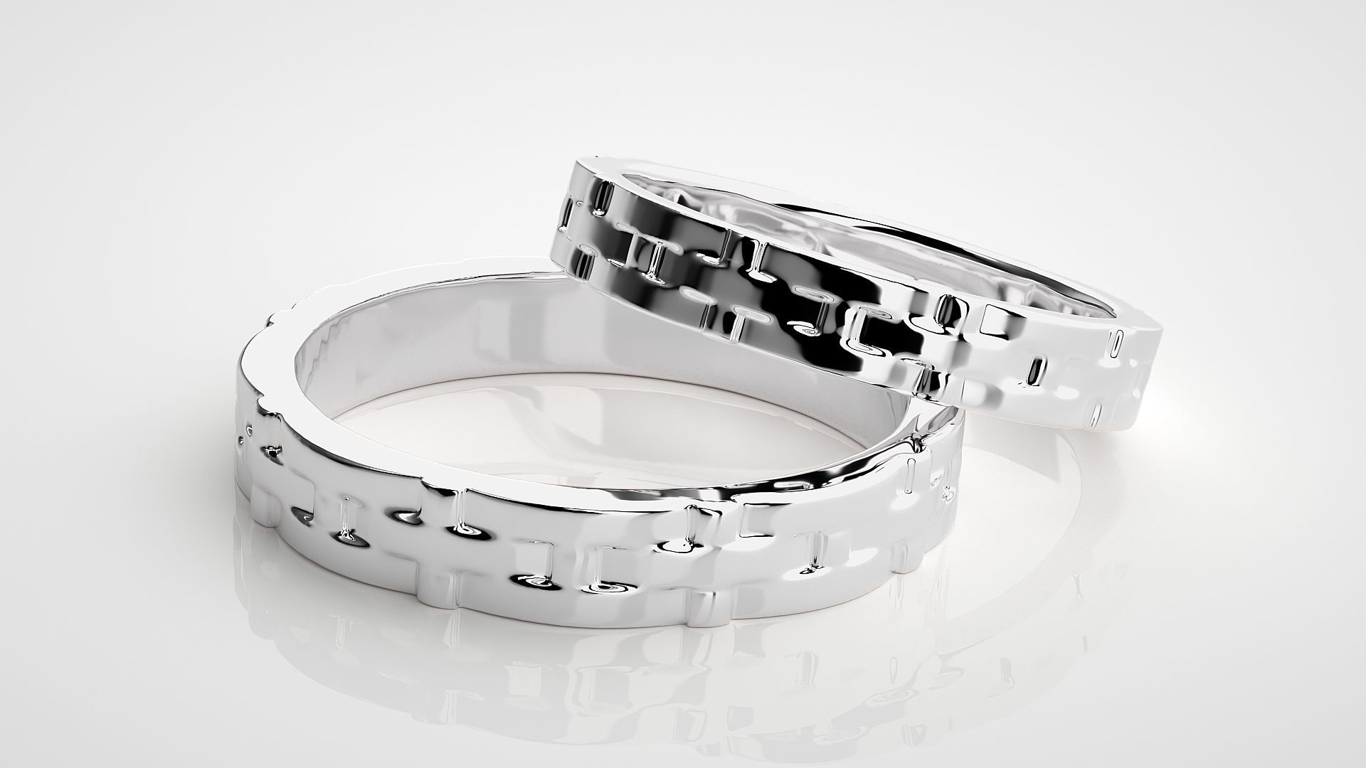 Plain Gold Woven Couple Band Ring 3dm stl render detail 3D print model_6