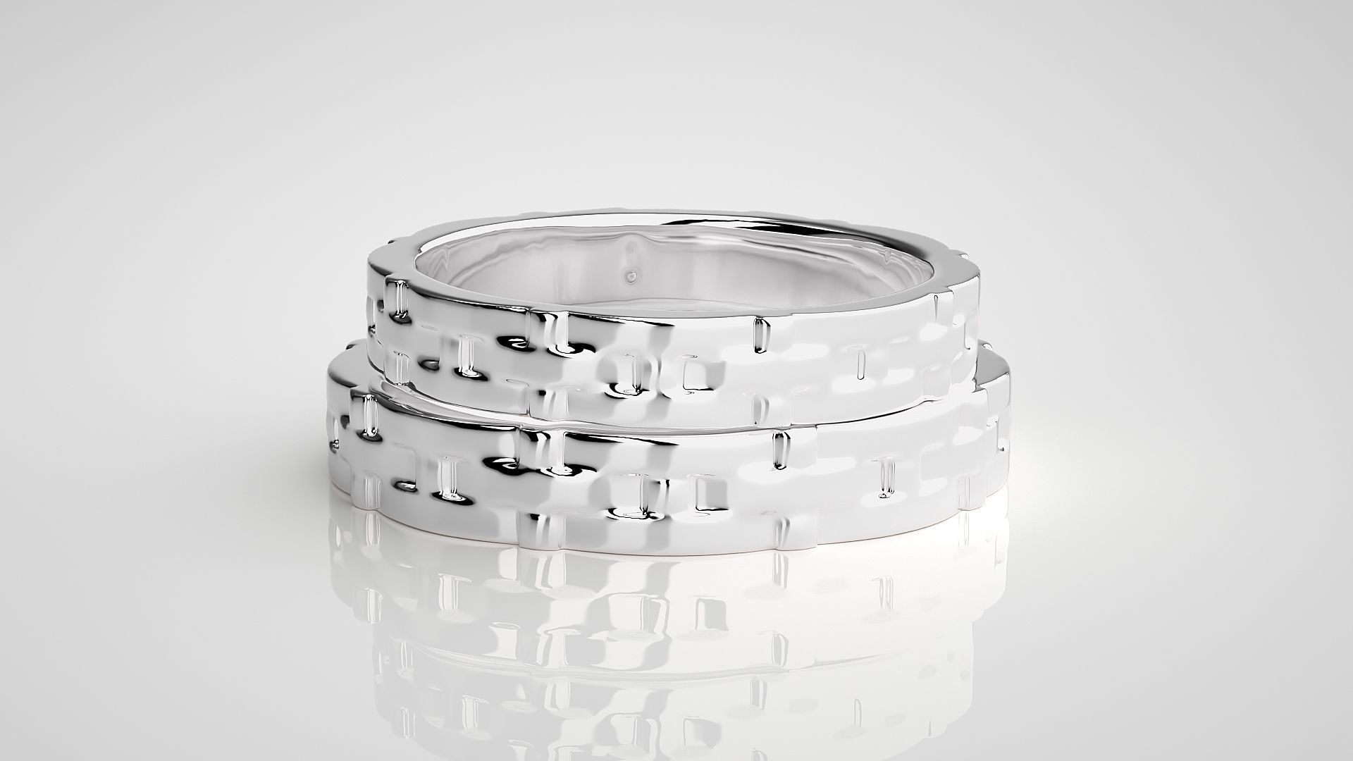 Plain Gold Woven Couple Band Ring 3dm stl render detail 3D print model_7