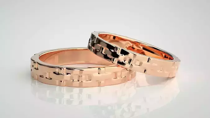 Plain Gold Woven Couple Band Ring 3dm stl render detail 3D print model