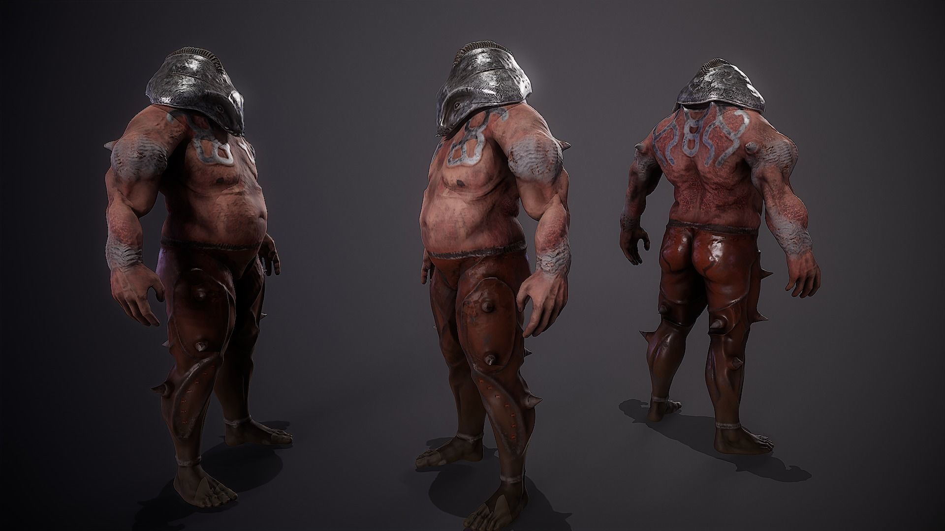Gladiator character Juggernaut Low-poly 3D model_5