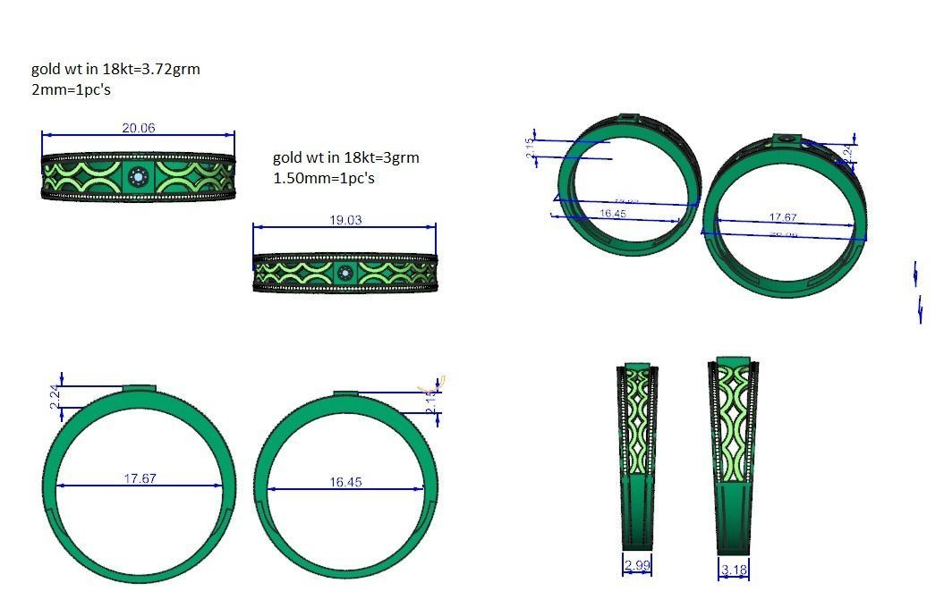 Mesh Solitaire Couple Band Ring 3dm stl render detail 3D print model_12