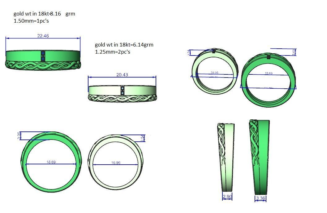 String Knot Couple Band Ring 3dm stl render detail 3D print model_12