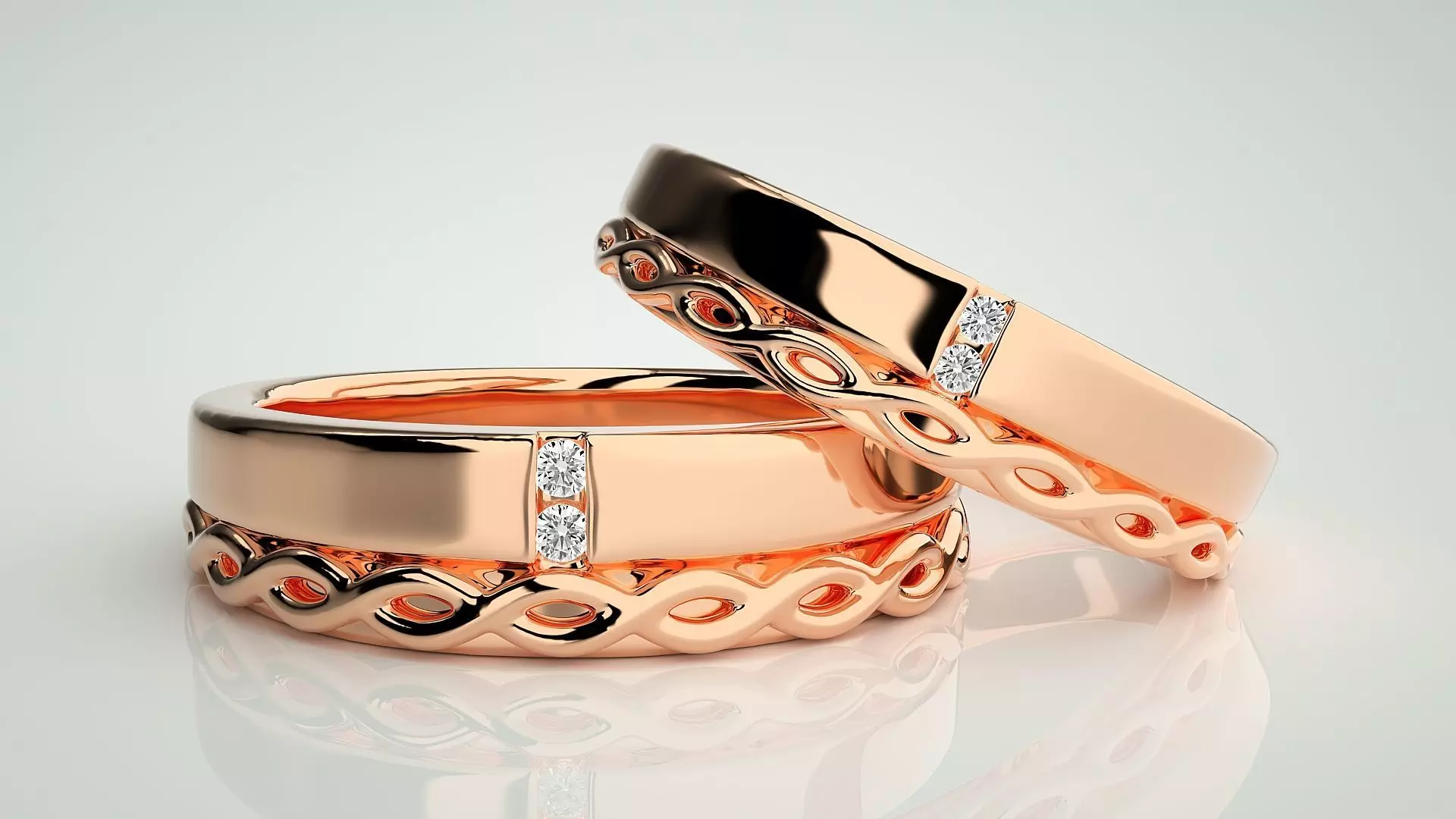 String Knot Couple Band Ring 3dm stl render detail 3D print model_0