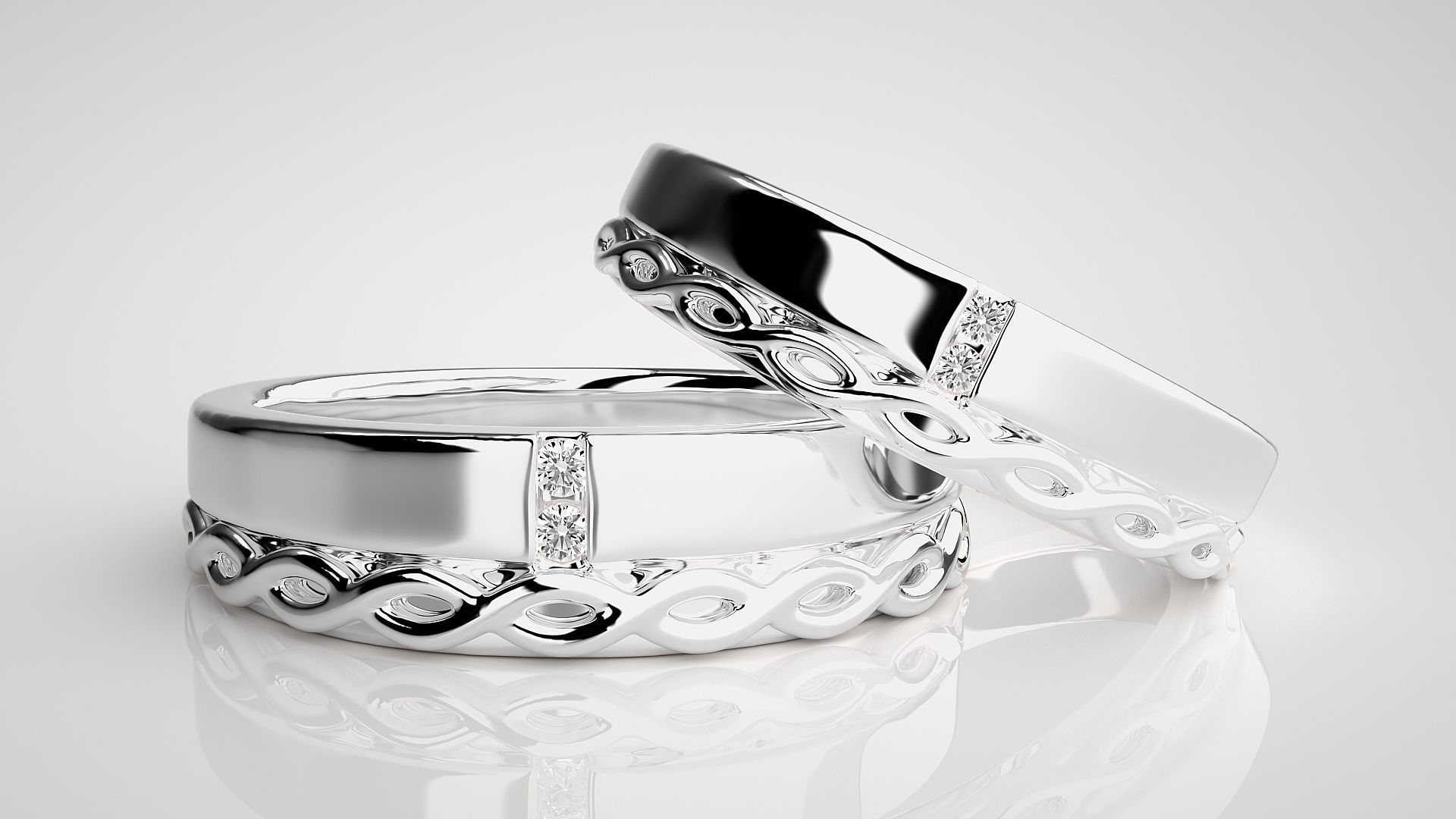 String Knot Couple Band Ring 3dm stl render detail 3D print model_4