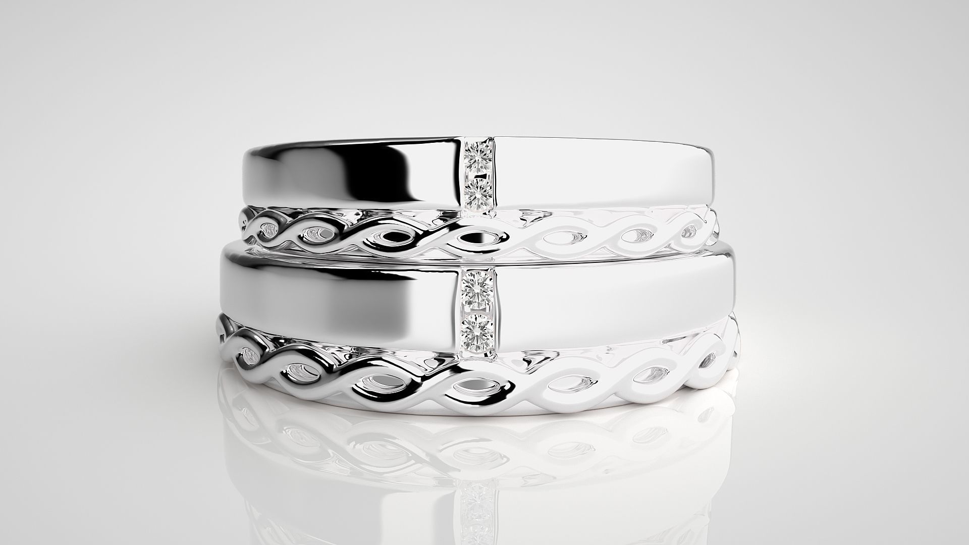 String Knot Couple Band Ring 3dm stl render detail 3D print model_6