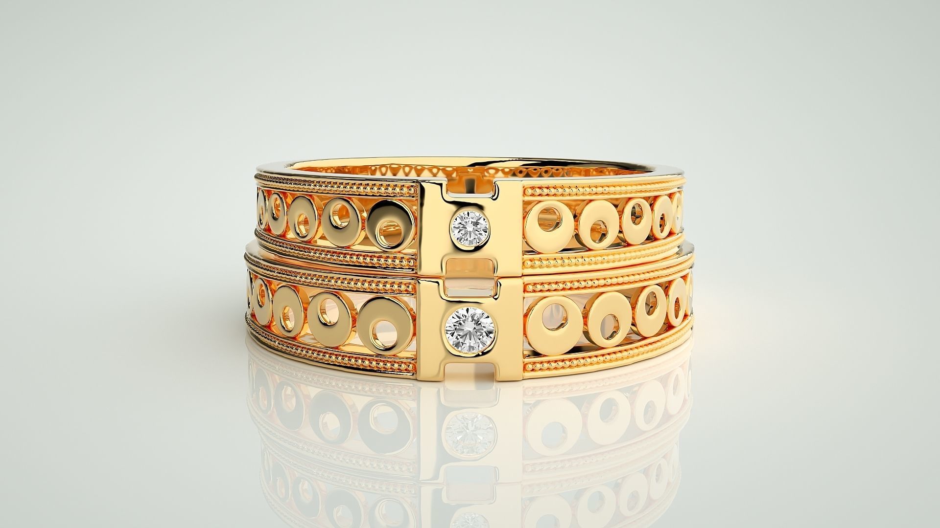 Solitaire Couple Band Ring 3dm stl render detail 3D print model_10