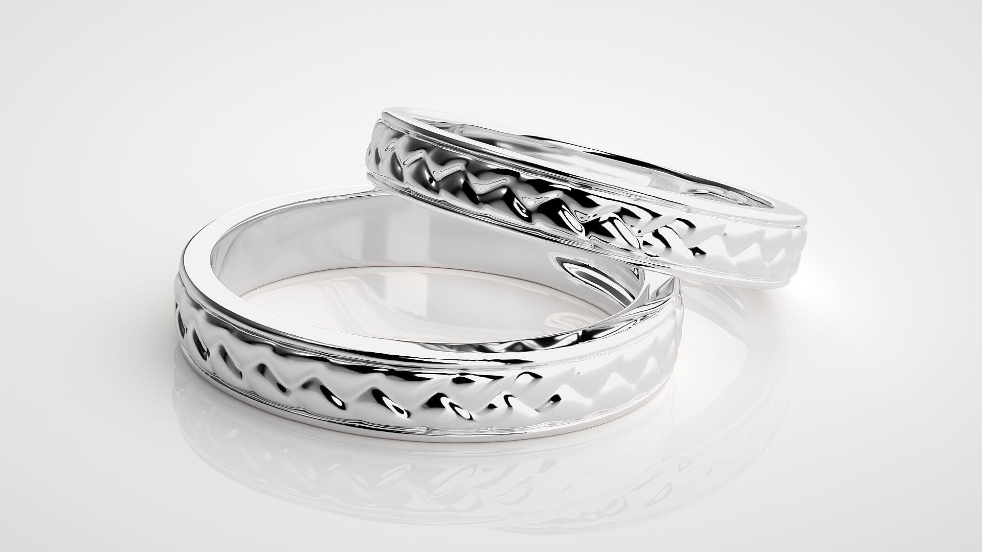 Plain Gold Couple Band Ring 3dm stl render detail 3D print model_5