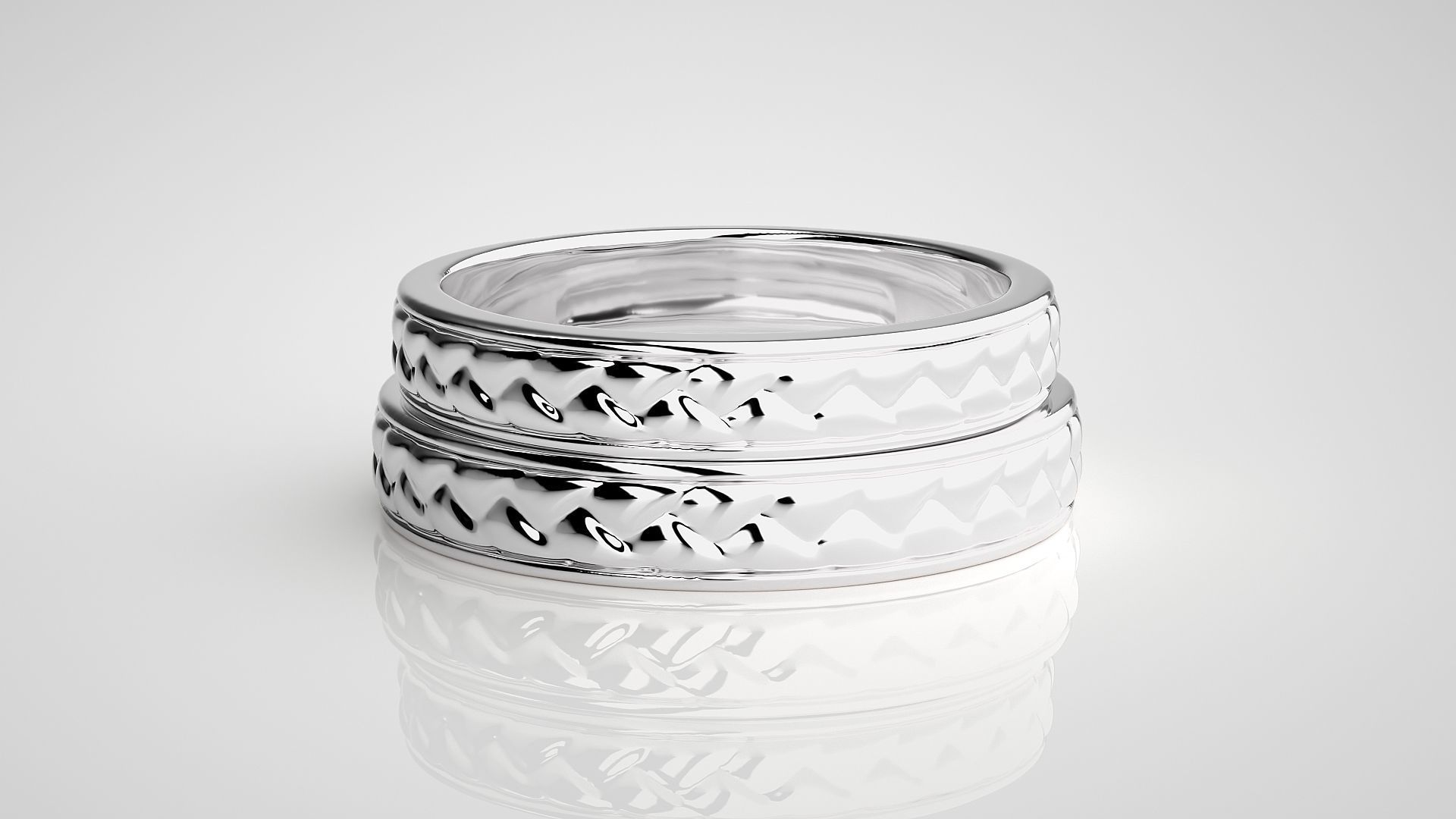 Plain Gold Couple Band Ring 3dm stl render detail 3D print model_6