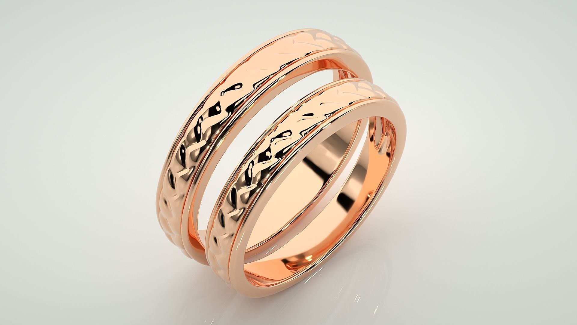 Plain Gold Couple Band Ring 3dm stl render detail 3D print model_3
