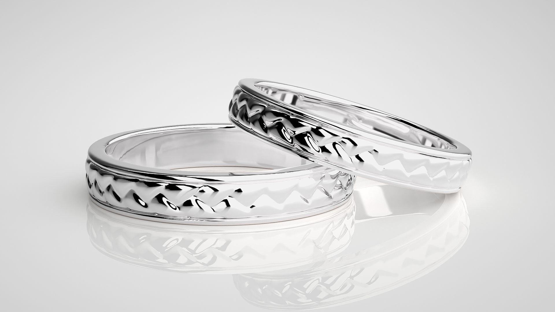 Plain Gold Couple Band Ring 3dm stl render detail 3D print model_4