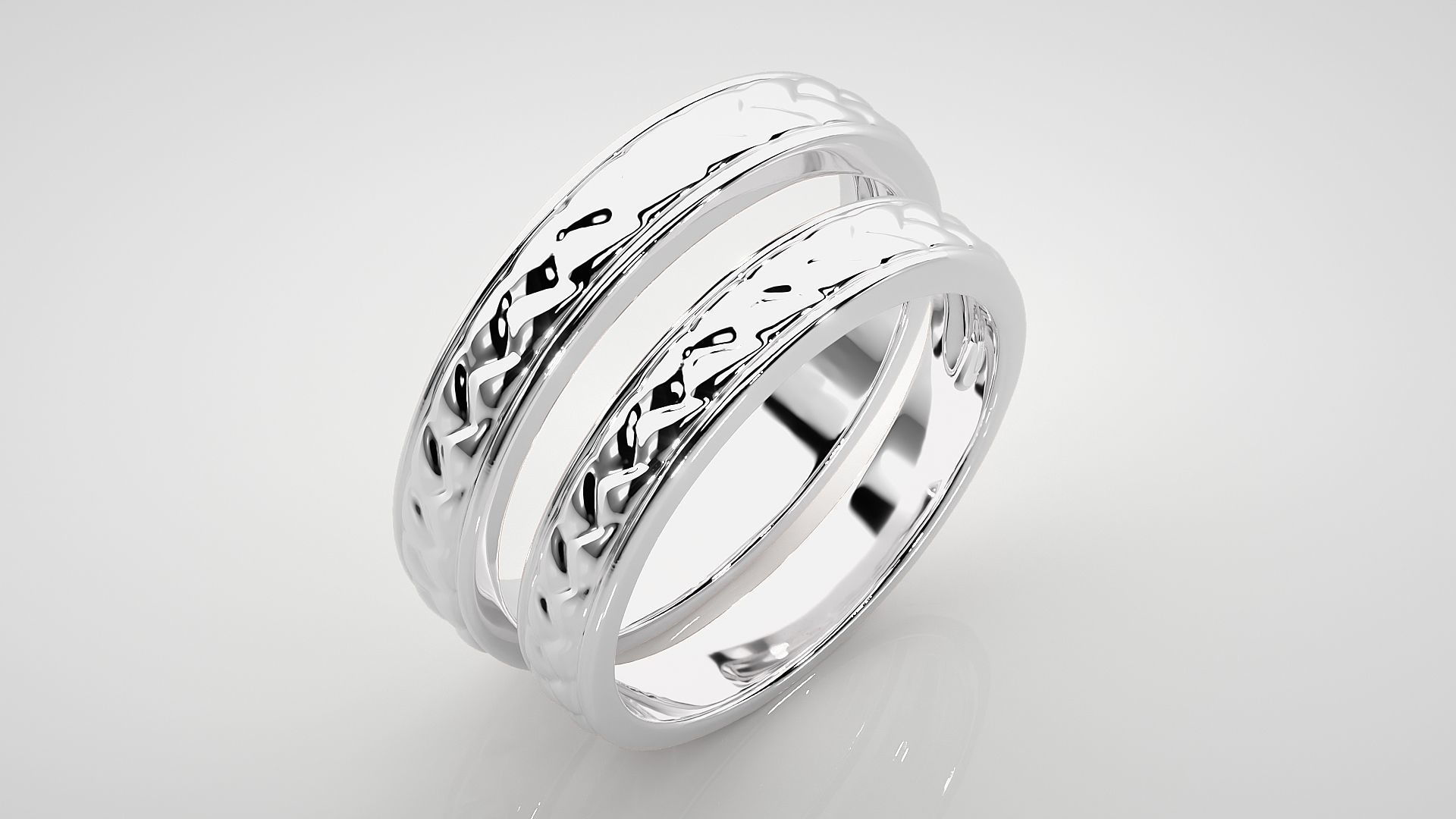 Plain Gold Couple Band Ring 3dm stl render detail 3D print model_7