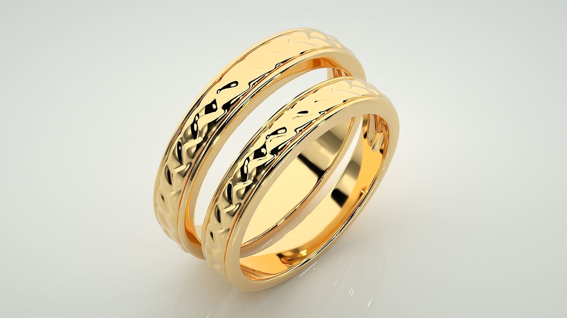 Plain Gold Couple Band Ring 3dm stl render detail 3D print model_11