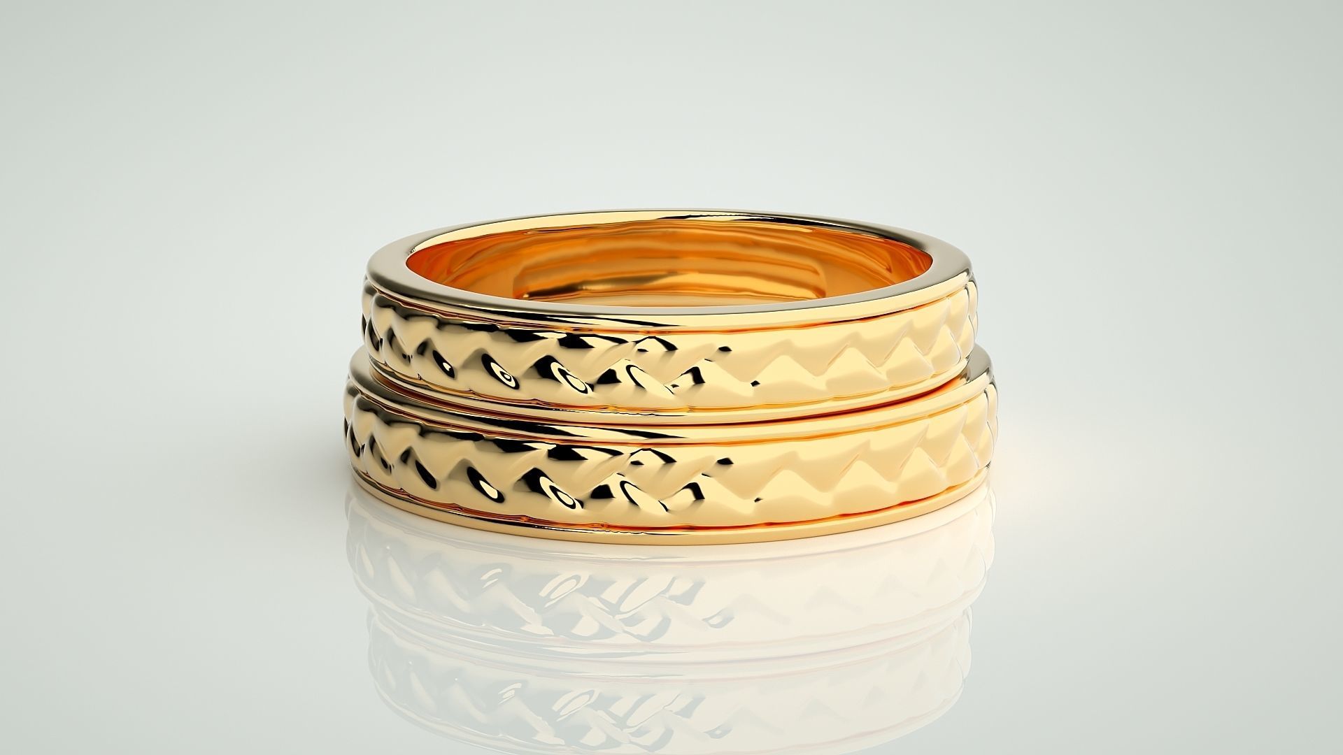 Plain Gold Couple Band Ring 3dm stl render detail 3D print model_10