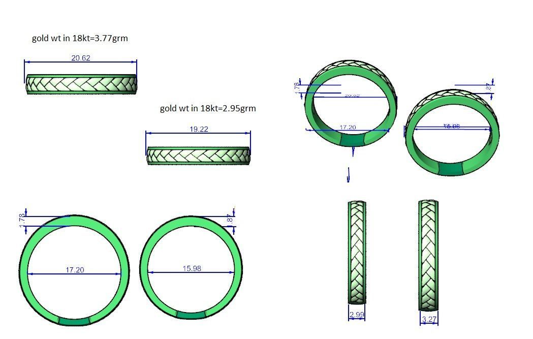 Plain Gold Couple Band Ring 3dm stl render detail 3D print model_12
