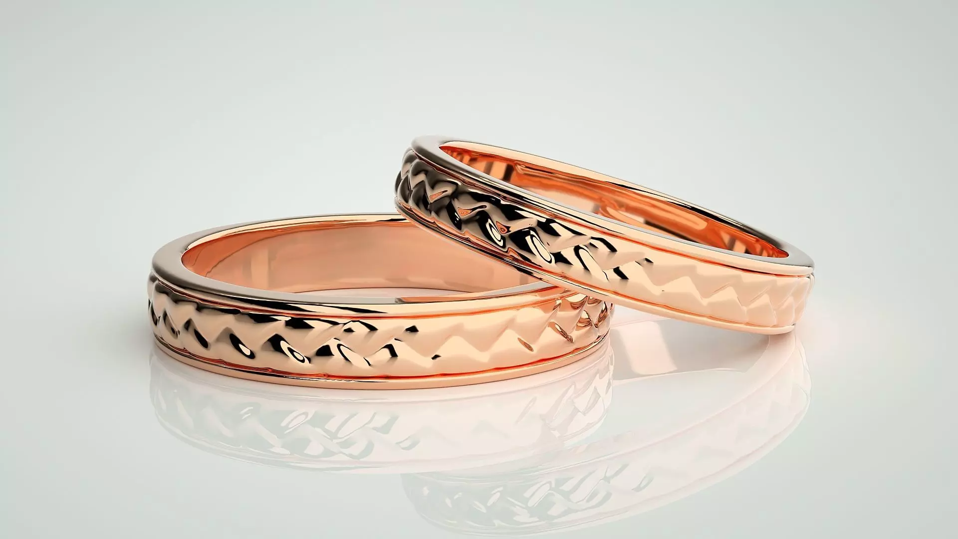 Plain Gold Couple Band Ring 3dm stl render detail 3D print model_0