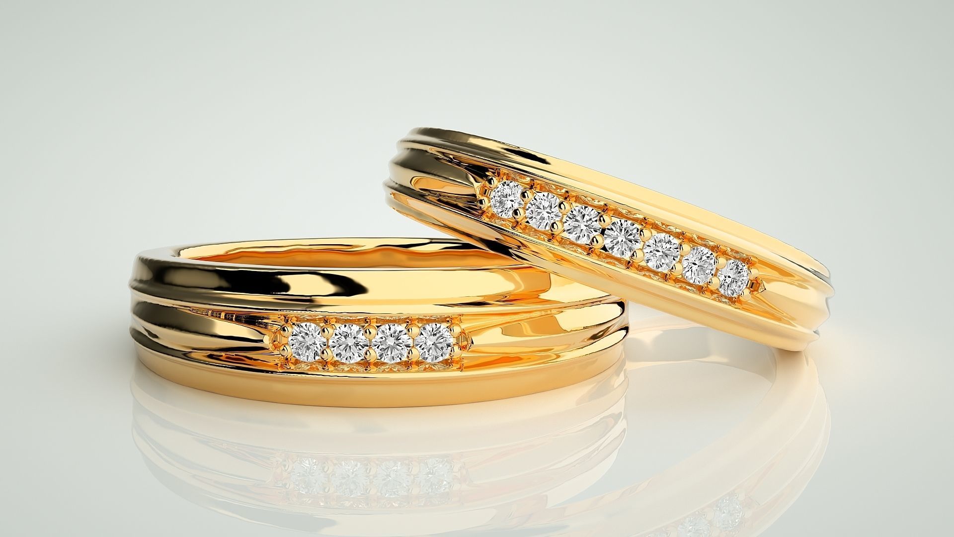 Couple Band Ring 3dm stl render detail 3D print model_8