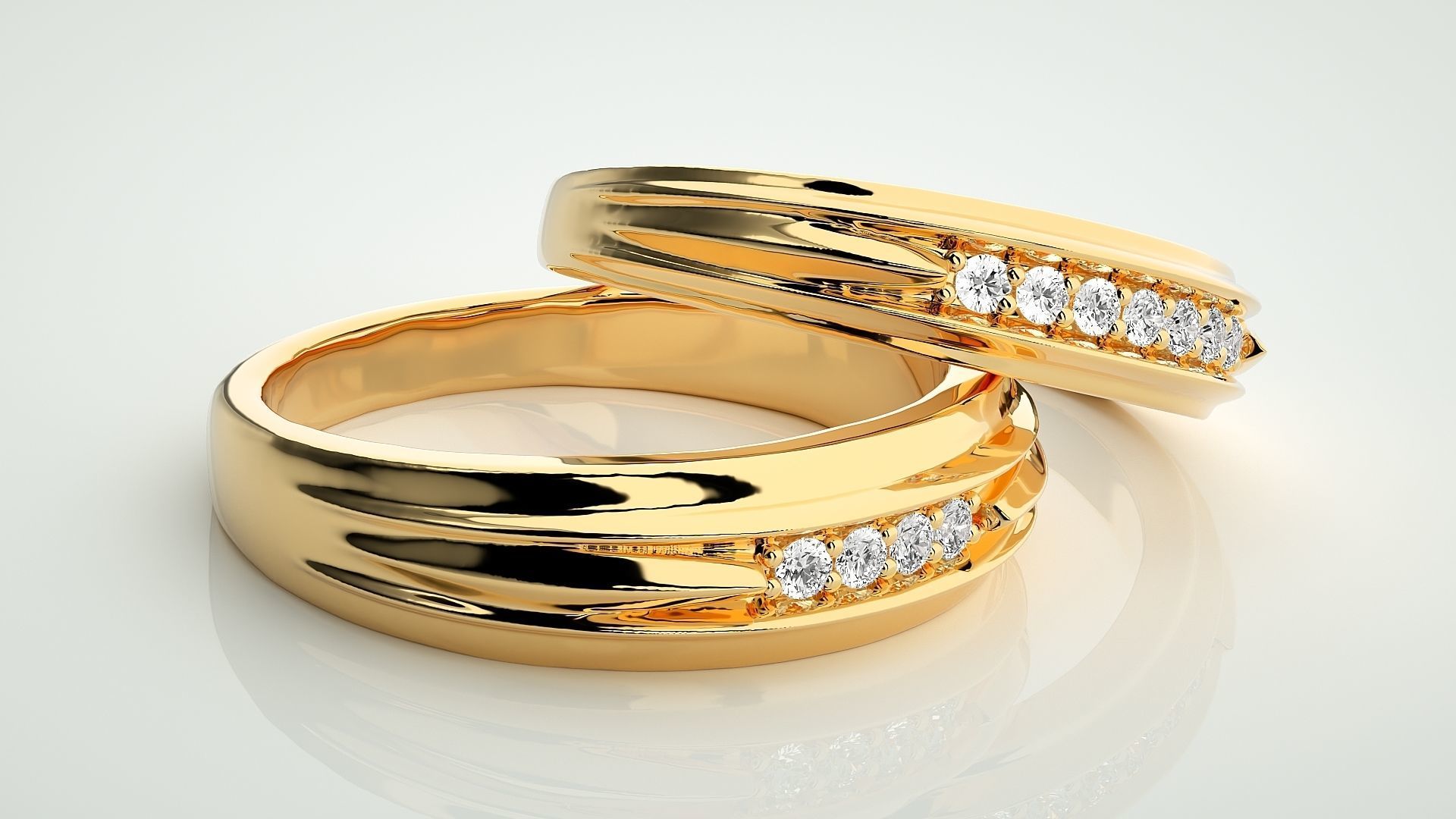 Couple Band Ring 3dm stl render detail 3D print model_9
