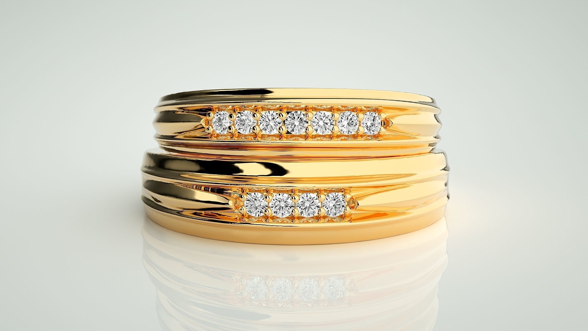 Couple Band Ring 3dm stl render detail 3D print model_10