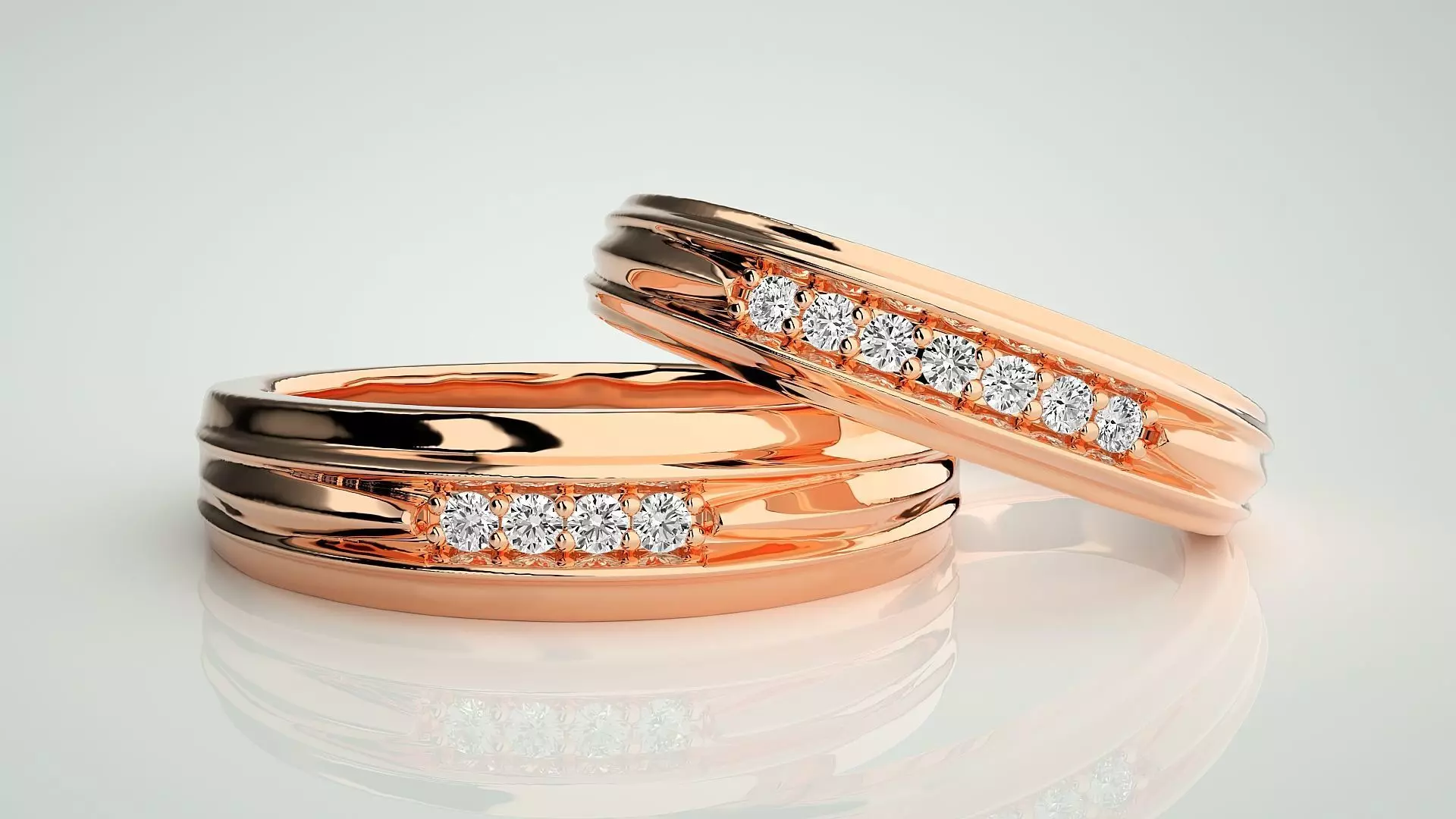 Couple Band Ring 3dm stl render detail 3D print model_0