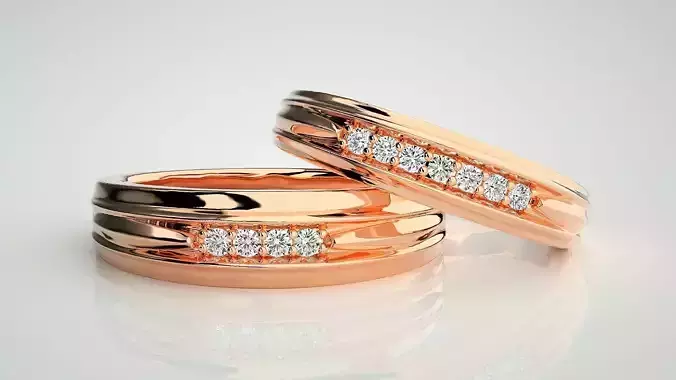 Couple Band Ring 3dm stl render detail 3D print model