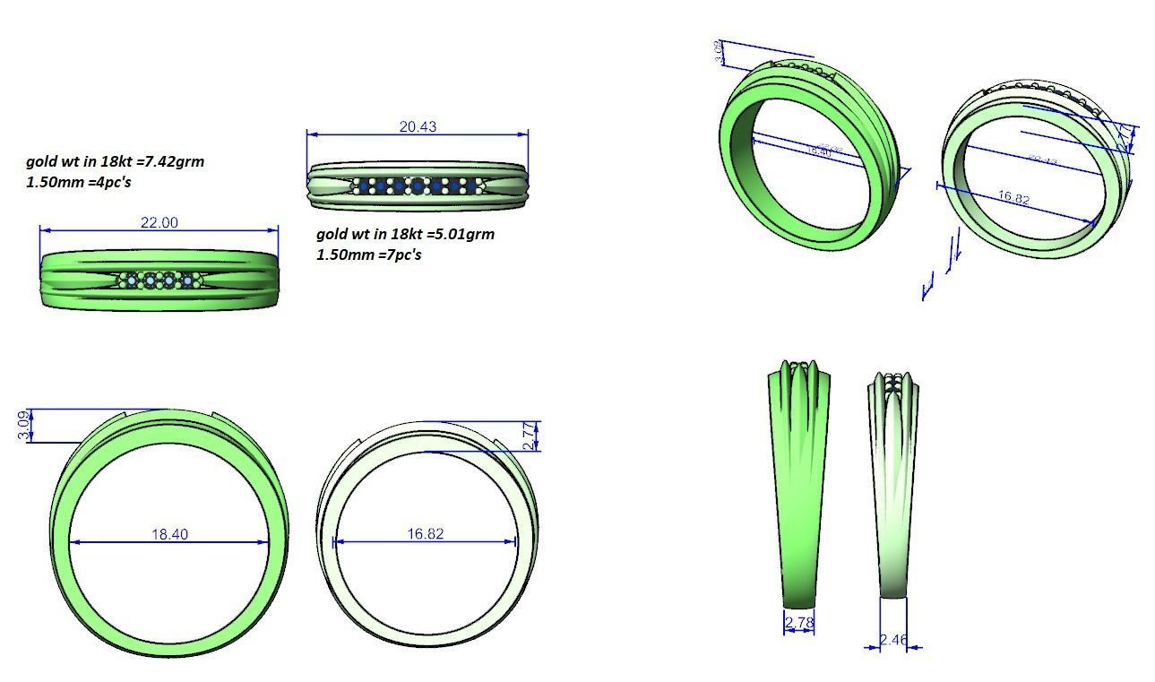 Couple Band Ring 3dm stl render detail 3D print model_12