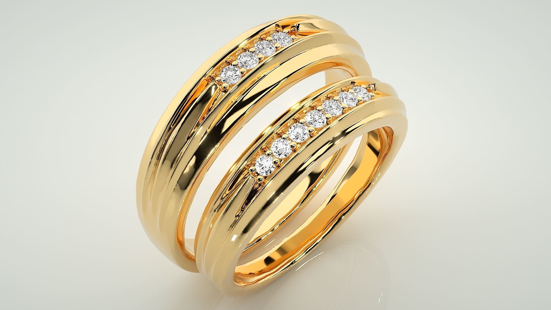 Couple Band Ring 3dm stl render detail 3D print model_11