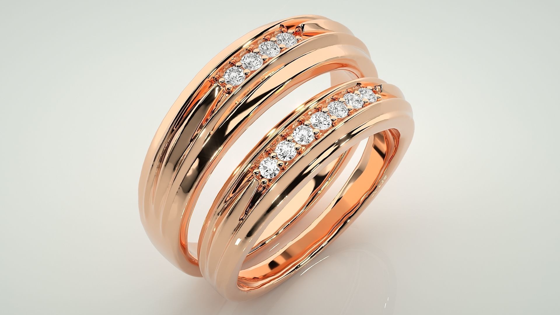 Couple Band Ring 3dm stl render detail 3D print model_3