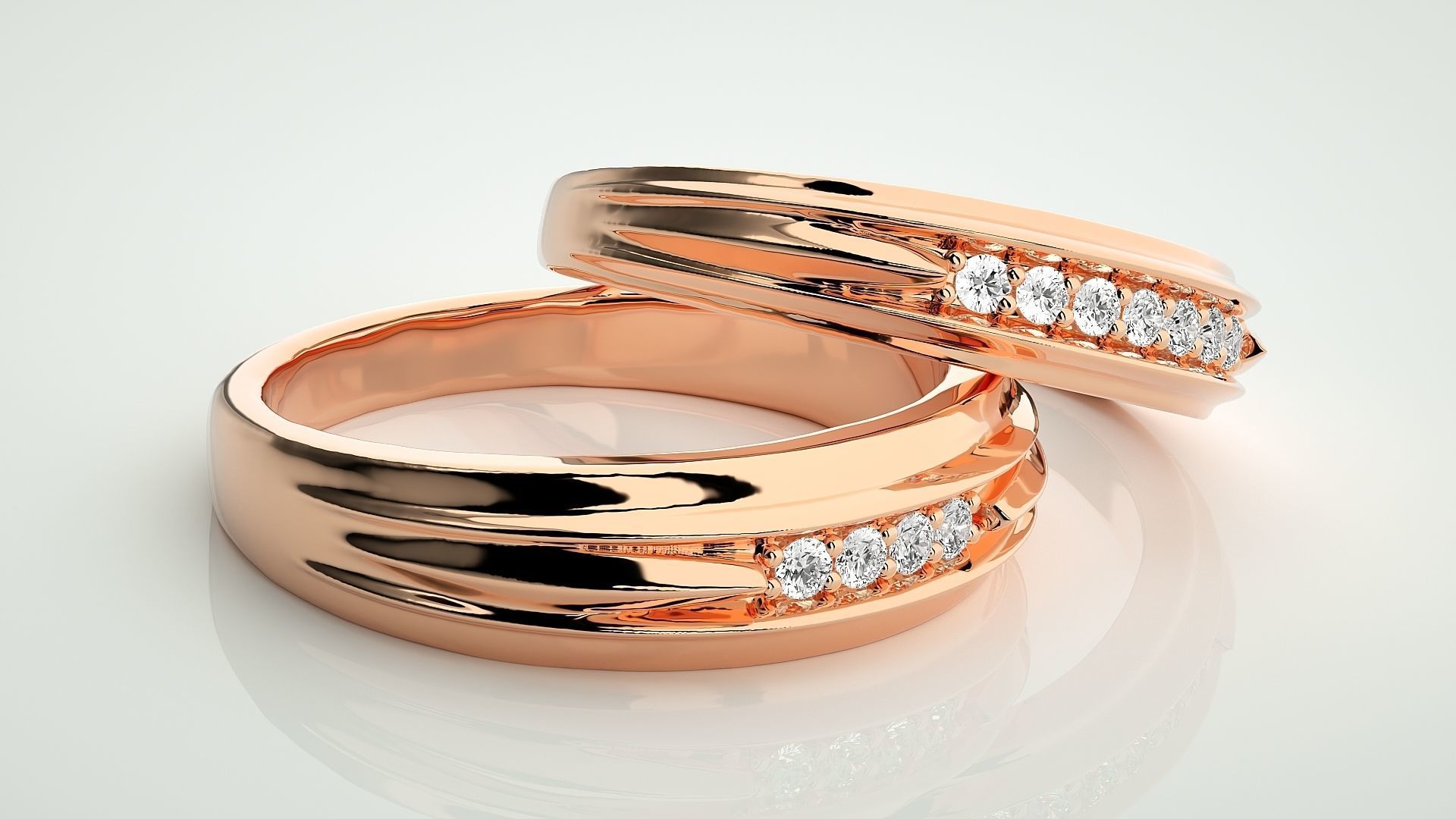 Couple Band Ring 3dm stl render detail 3D print model_1