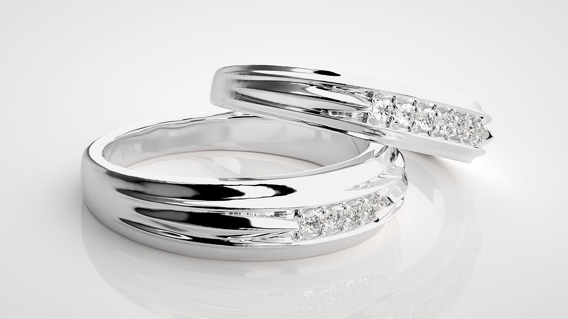 Couple Band Ring 3dm stl render detail 3D print model_5