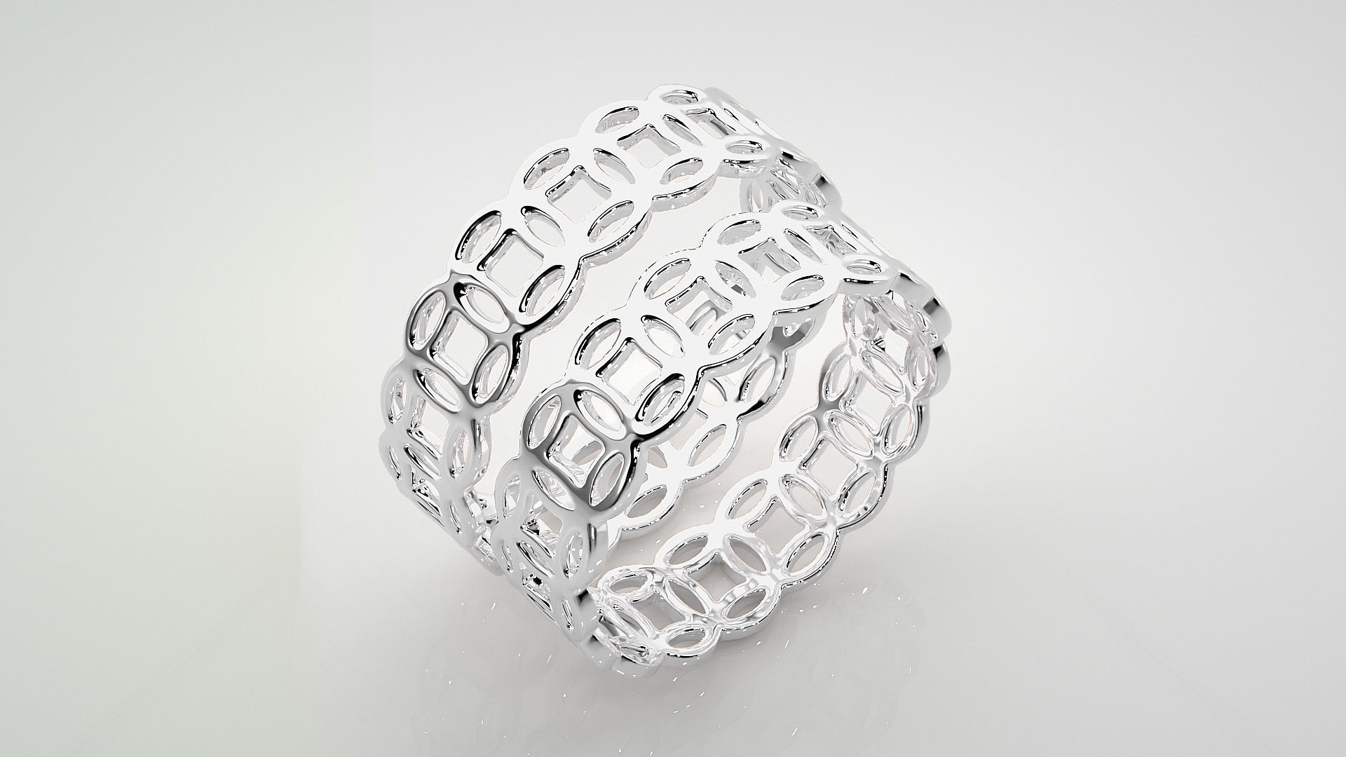 Chain Plain Gold Couple Band Ring 3dm stl render detail 3D print model_7