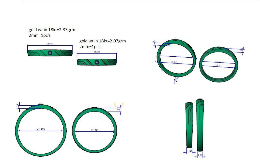 Solitaire Couple Band Ring 3dm stl render detail 3D print model_12
