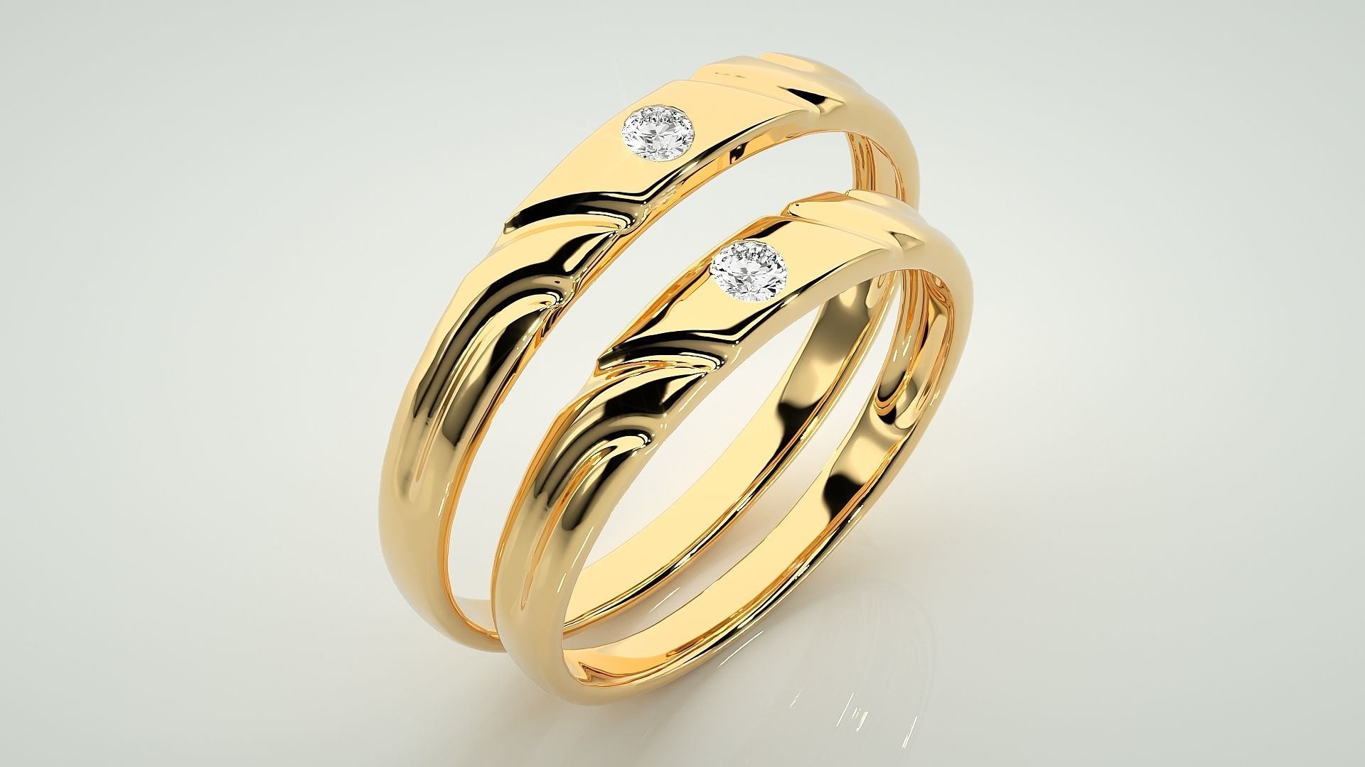 Solitaire Couple Band Ring 3dm stl render detail 3D print model_11