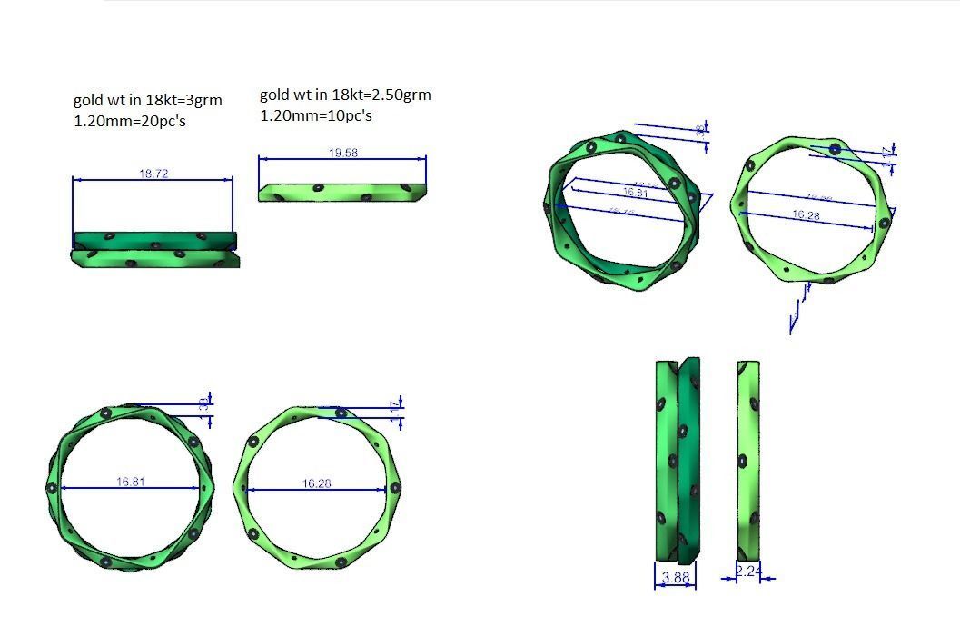 Twisted Light wt Couple Band Ring 3dm stl render detail 3D print model_12