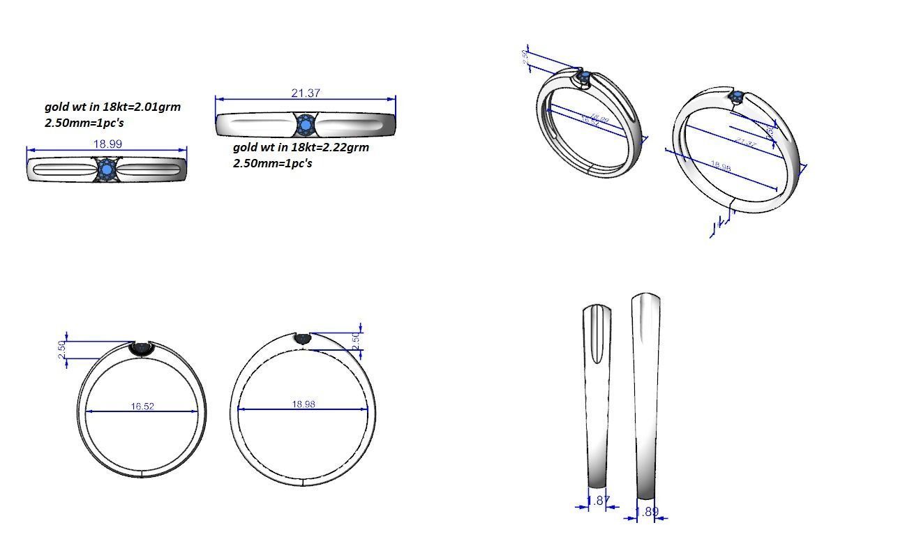 Solitaire Couple Band Ring 3dm stl render detail 3D print model_13